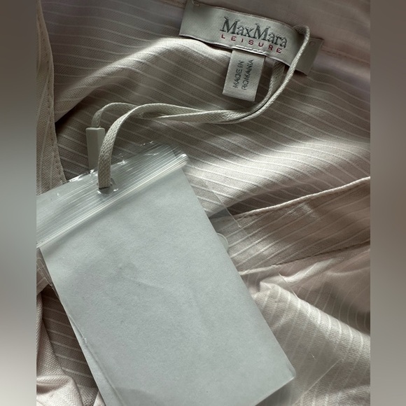 MaxMara Leisure Light Pink Edmea Striped Button Down Blouse Mandarin Collar - Picture 6 of 7